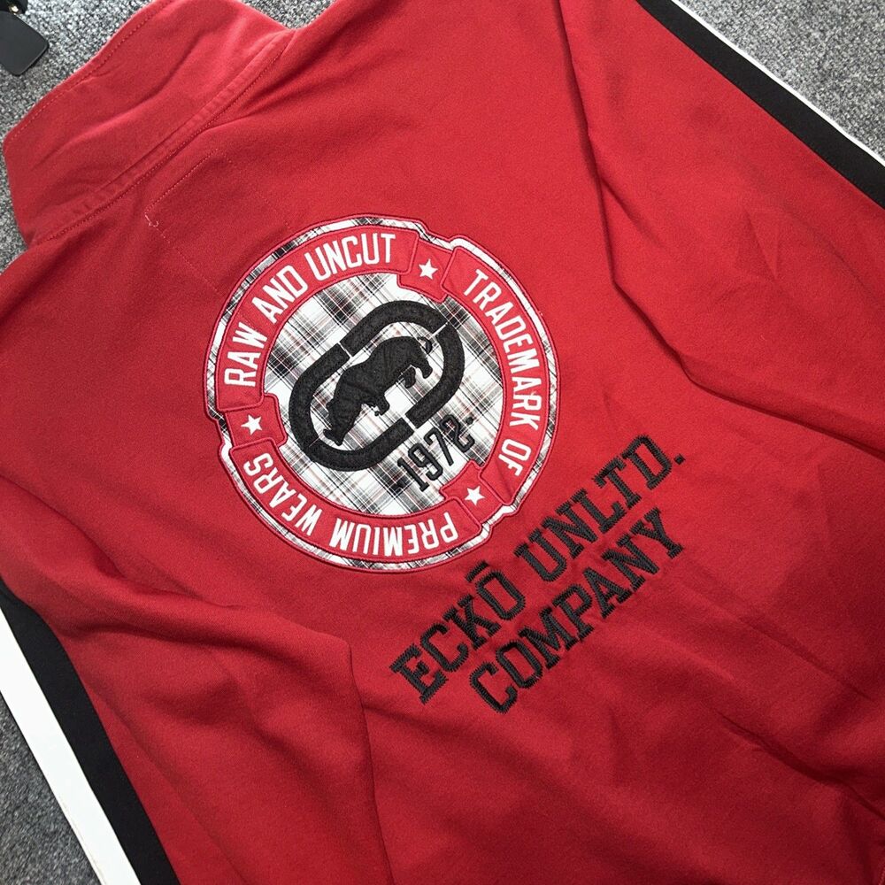 Ecko Unltd Track Jacket Adult XL Red Logo Full Zip Long Sleeve Mens.